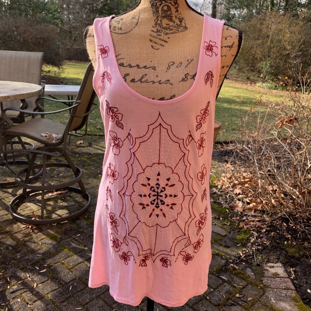 Sweeties Super cute pink sleeveless bohemian long top size L